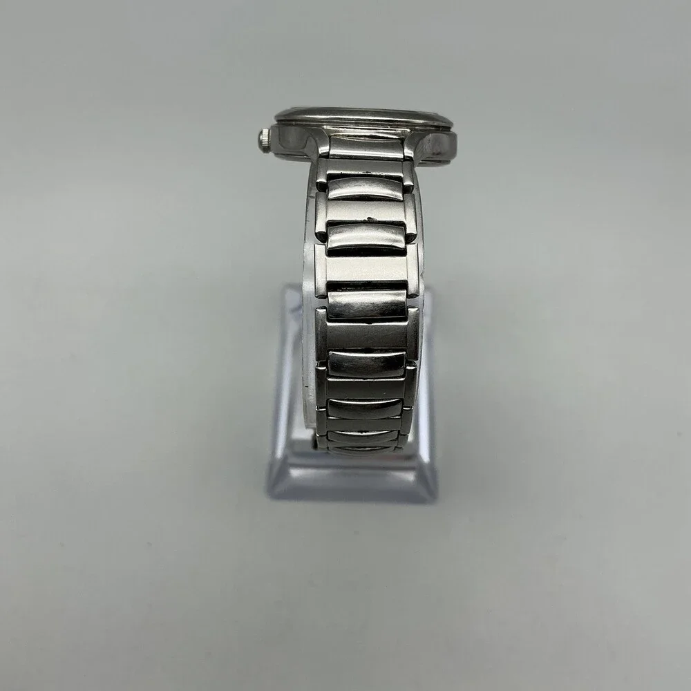 Seiko Solar Womens Watch 28mm Black Dial Silver Tone Stainless Stretch Bracelet